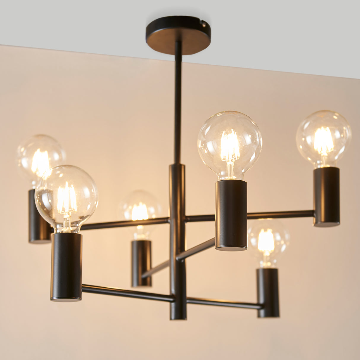 Lacona Atelier 6Lt Indoor Semi Flush Light In Matt Black Finish - Lacona Home 