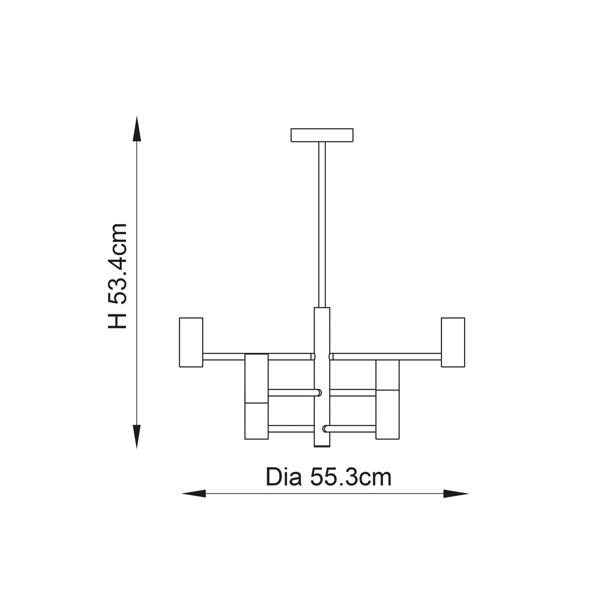 Atelier 6Lt Indoor Semi Flush Light In Matt Black Finish