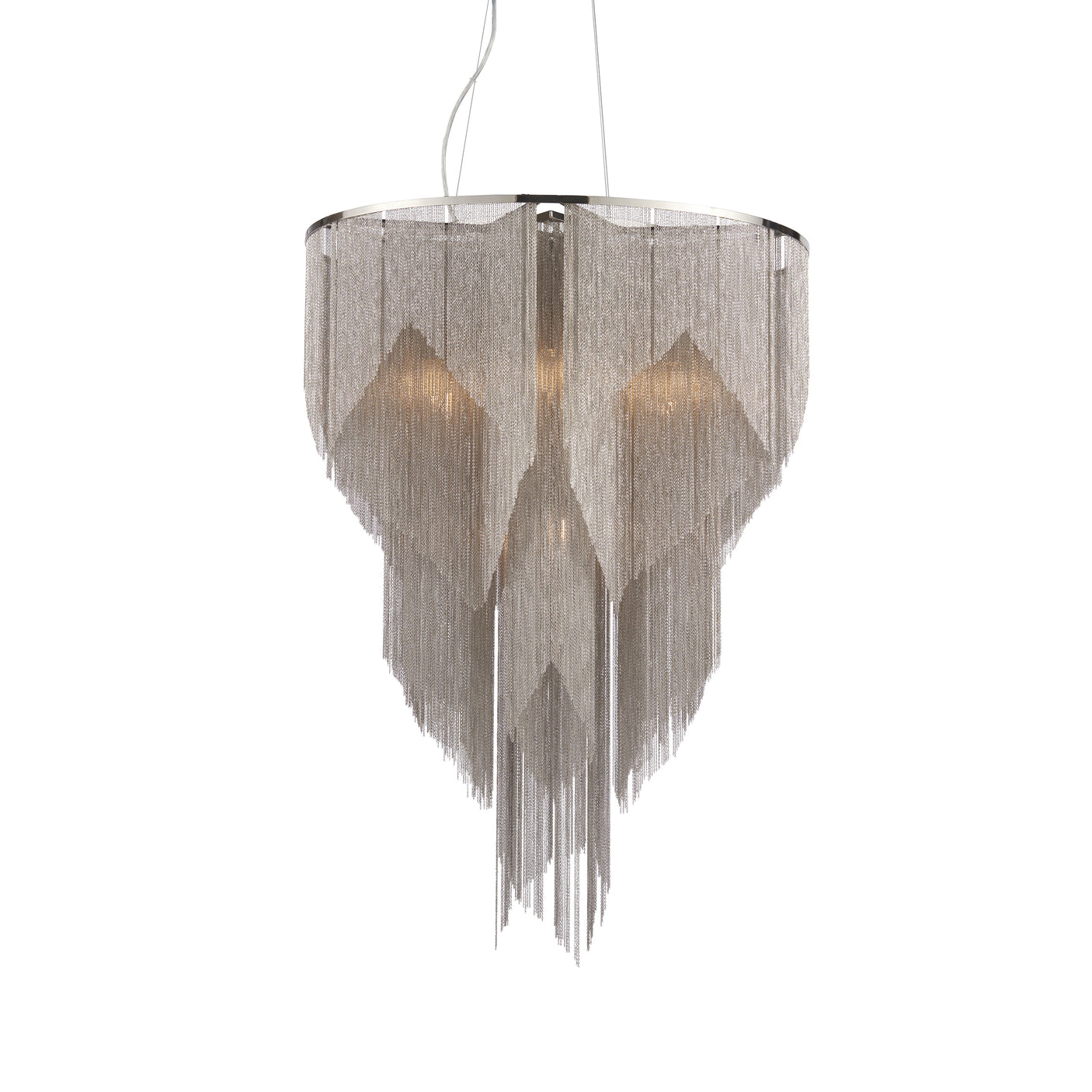 Lacona Riverbank 7Lt Indoor Pendant Light In Bright Nickel Plate & Fine Chain Finish - Lacona Home 