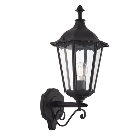 Lacona Bridgeford 1Lt Outdoor Wall Light In Matt Black & Clear Glass Finish - Lacona Home 