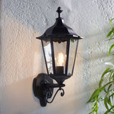 Lacona Bridgeford 1Lt Outdoor Wall Light In Matt Black & Clear Glass Finish - Lacona Home 