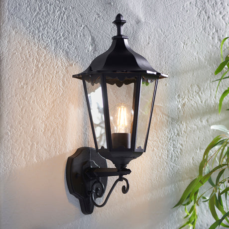 Lacona Bridgeford 1Lt Outdoor Wall Light In Matt Black & Clear Glass Finish - Lacona Home 