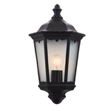 Lacona Bridgeford 1Lt Outdoor Wall Light In Matt Black & Clear Glass Finish - Lacona Home 