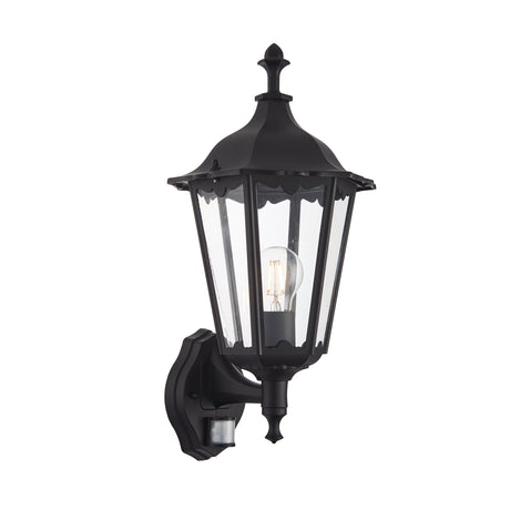 Lacona Bridgeford 1Lt Outdoor Wall Light In Matt Black & Clear Glass Finish - Lacona Home 