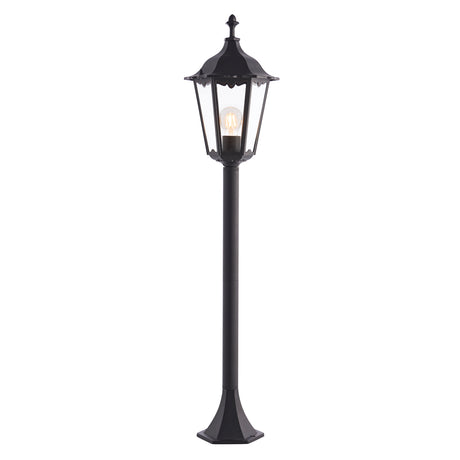 Lacona Bridgeford 1Lt Outdoor Floor Lamp In Matt Black & Clear Glass Finish - Lacona Home 