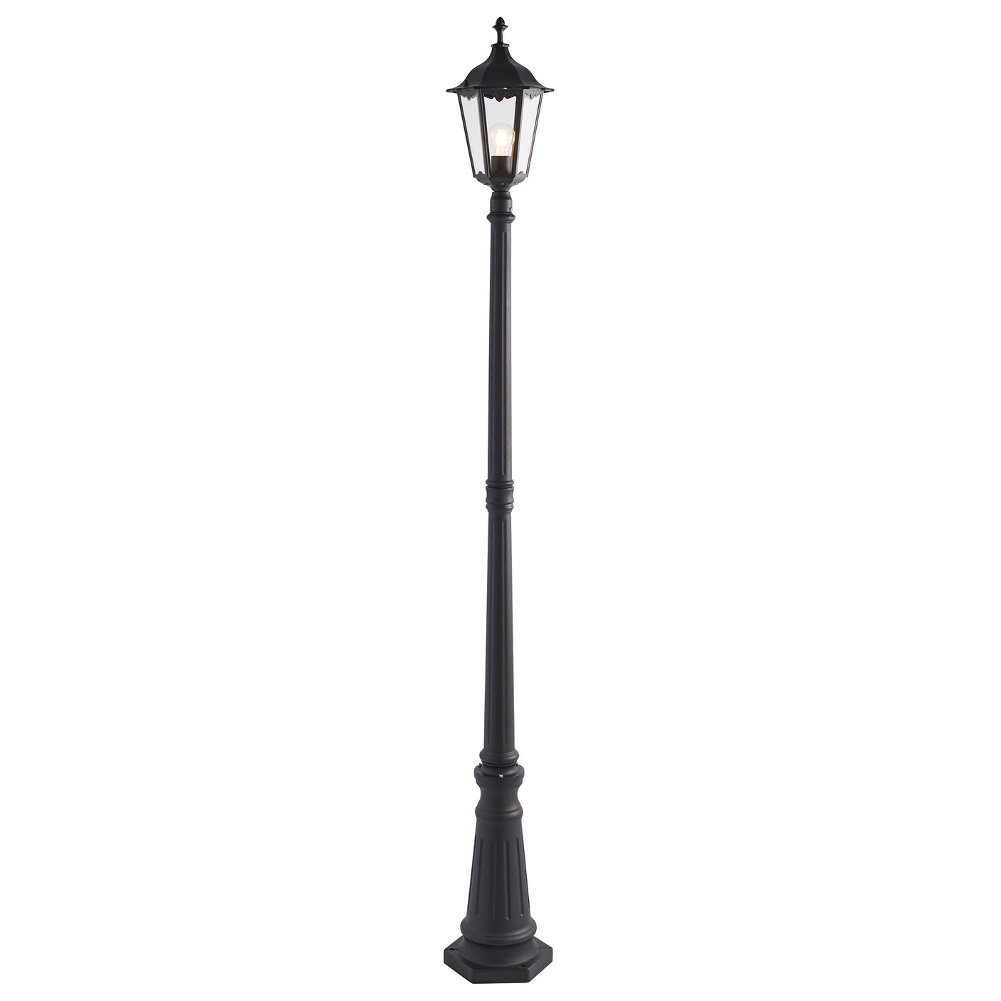 Lacona Bridgeford 1Lt Outdoor Floor Lamp In Matt Black & Clear Glass Finish - Lacona Home 