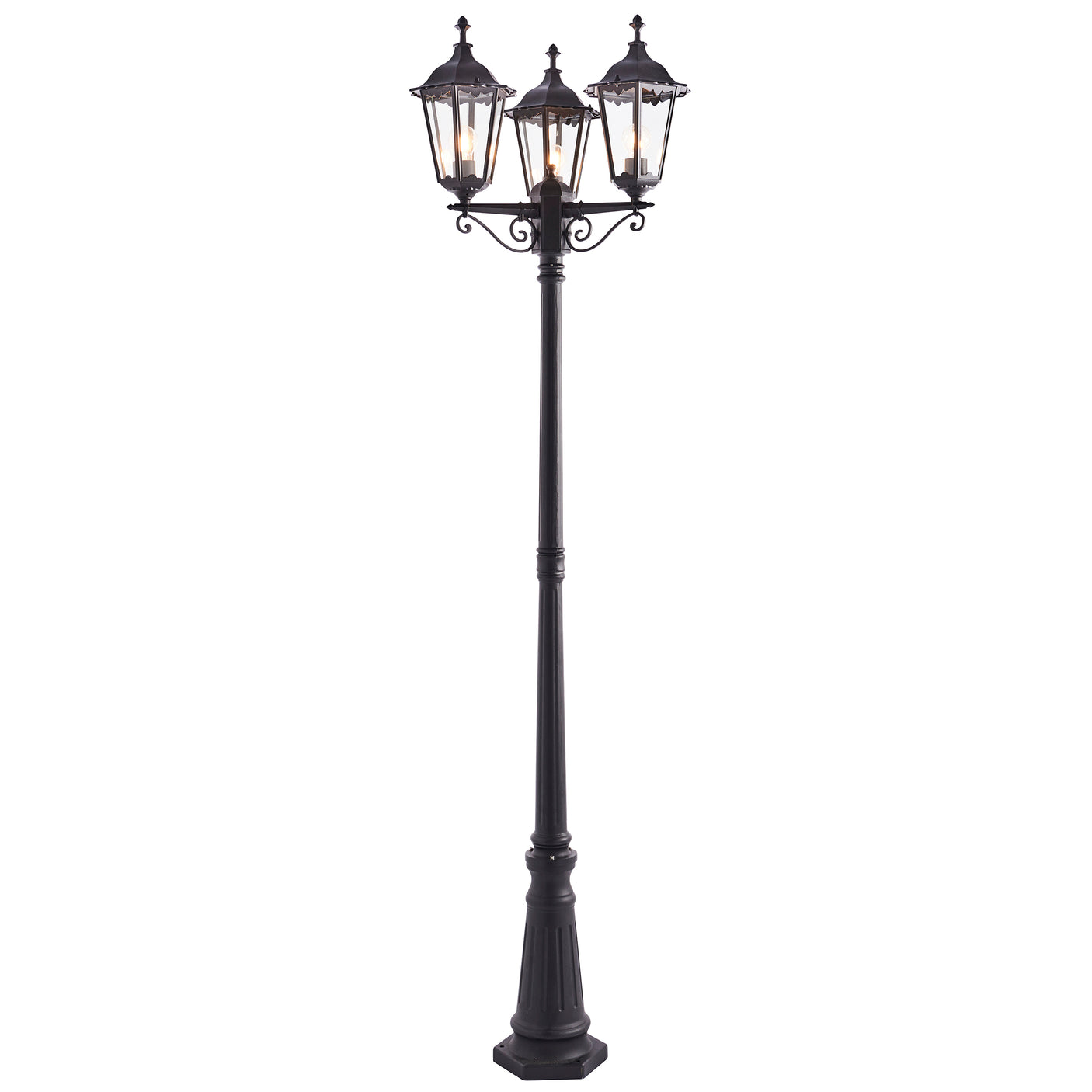 Lacona Bridgeford 3Lt Outdoor Floor Lamp In Matt Black & Clear Glass Finish - Lacona Home 