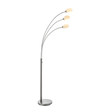 Lacona Jasmine 3Lt Indoor Floor Lamp In Satin Nickel Plate & White Glass Finish - Lacona Home 