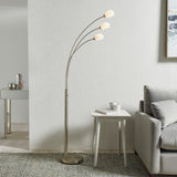 Lacona Jasmine 3Lt Indoor Floor Lamp In Satin Nickel Plate & White Glass Finish - Lacona Home 