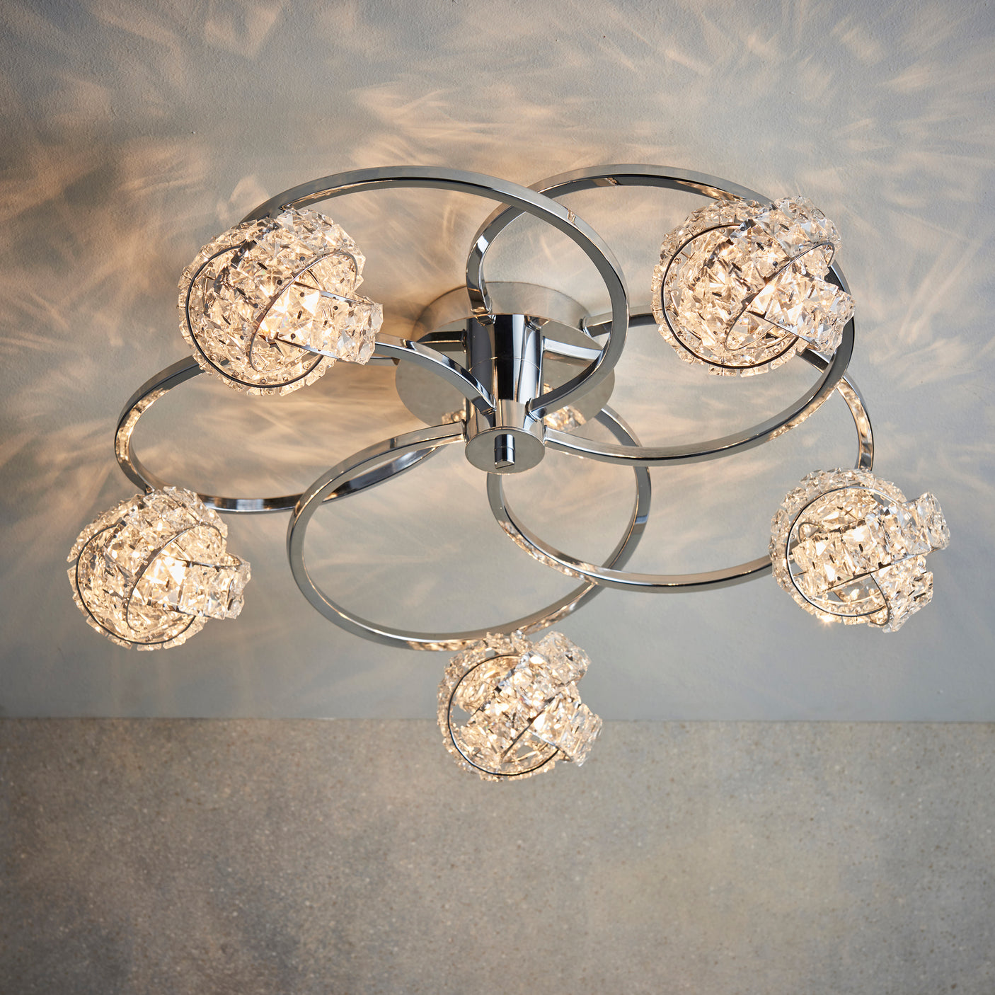 Lacona Thalia 5Lt Indoor Semi Flush Light In Chrome Plate & Clear Crystal Finish - Lacona Home 