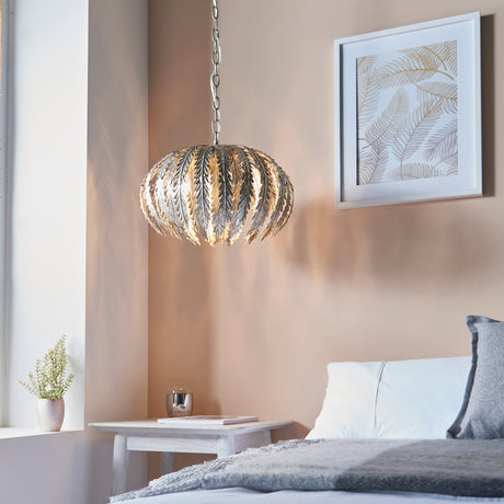 Lacona Delphi 3Lt Indoor Pendant Light In Silver Leaf Finish - Lacona Home 