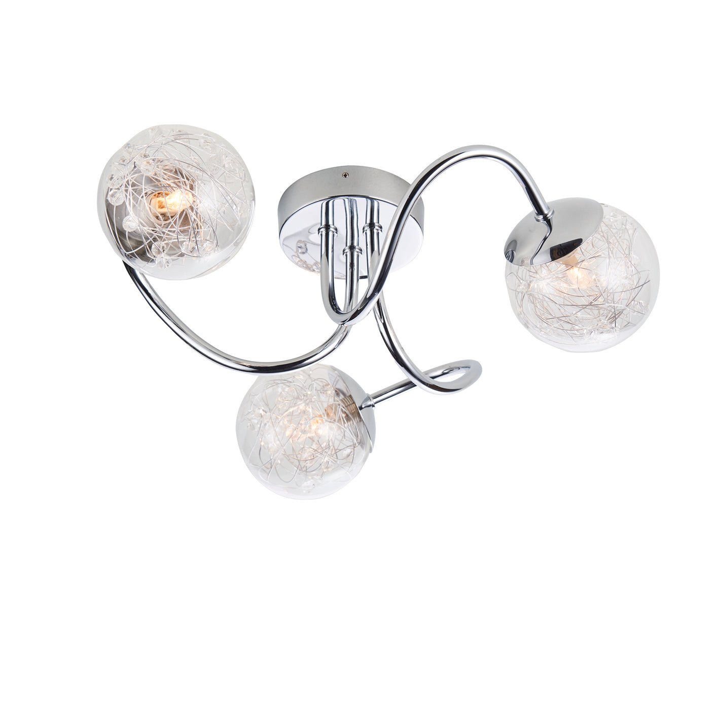 Lacona Aureate 3Lt Indoor Semi Flush Light In Chrome Plate With Clear Glass & Chrome Wire Finish - Lacona Home 