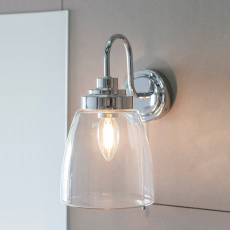 Lacona Thornbury 1Lt Bathroom Wall Light In Clear Glass & Chrome Plate Finish - Lacona Home 