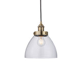 Lacona Hanley 1Lt Indoor Pendant Light In Antique Brass Plate & Clear Glass Finish - Lacona Home 