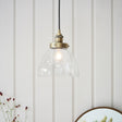 Lacona Hanley 1Lt Indoor Pendant Light In Antique Brass Plate & Clear Glass Finish - Lacona Home 