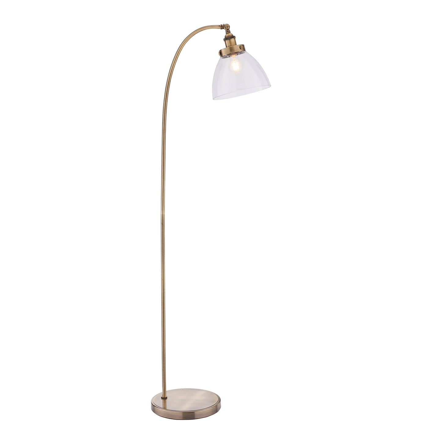 Lacona Hanley 1Lt Indoor Floor Lamp In Antique Brass Plate & Clear Glass Finish - Lacona Home 