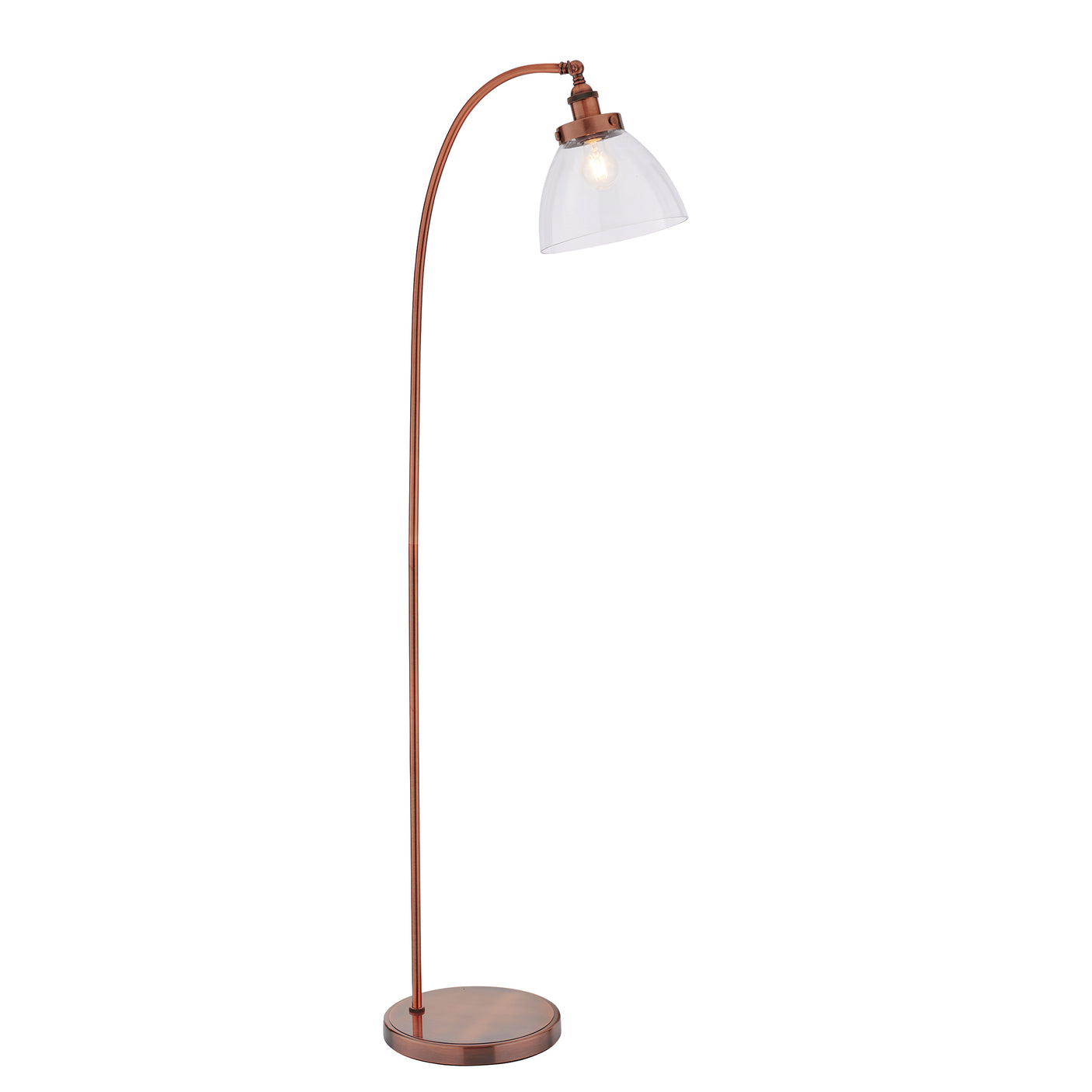 Lacona Hanley 1Lt Indoor Floor Lamp In Aged Copper Plate & Clear Glass Finish - Lacona Home 