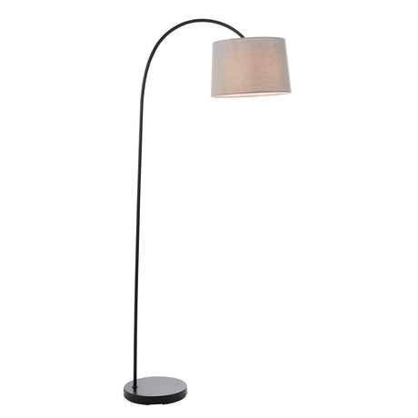 Lacona Carrington 1Lt Indoor Floor Lamp In Matt Black & Light Grey Fabric Finish - Lacona Home 