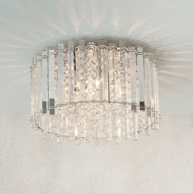 Lacona Hestia 4Lt Indoor Flush Light In Clear Crystal Glass & Chrome Plate Finish - Lacona Home 