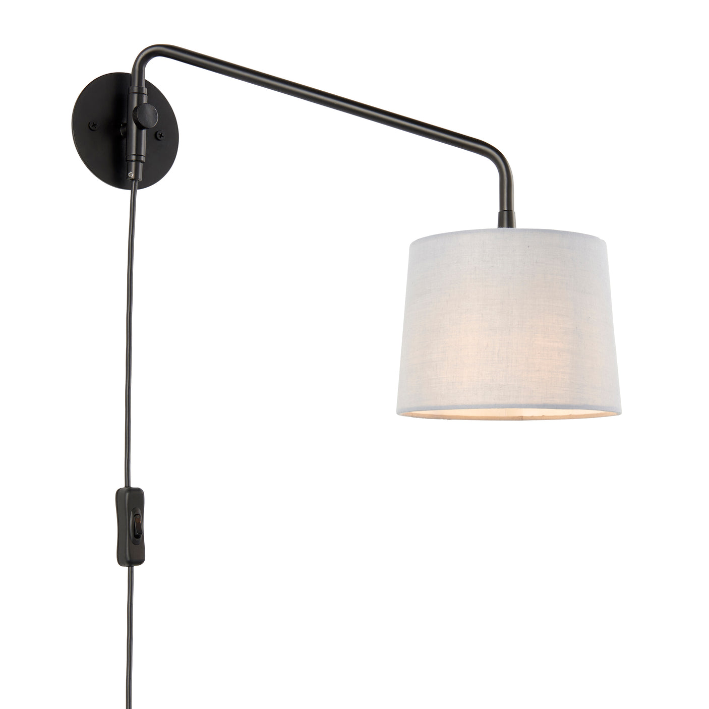 Lacona Carrington 1Lt Indoor Wall Light In Matt Black & Light Grey Fabric Finish - Lacona Home 