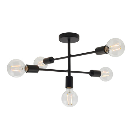 Lacona Atelier 5Lt Indoor Semi Flush Light In Matt Black Finish - Lacona Home 