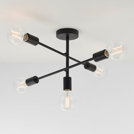 Lacona Atelier 5Lt Indoor Semi Flush Light In Matt Black Finish - Lacona Home 