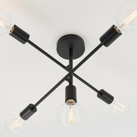 Lacona Atelier 5Lt Indoor Semi Flush Light In Matt Black Finish - Lacona Home 