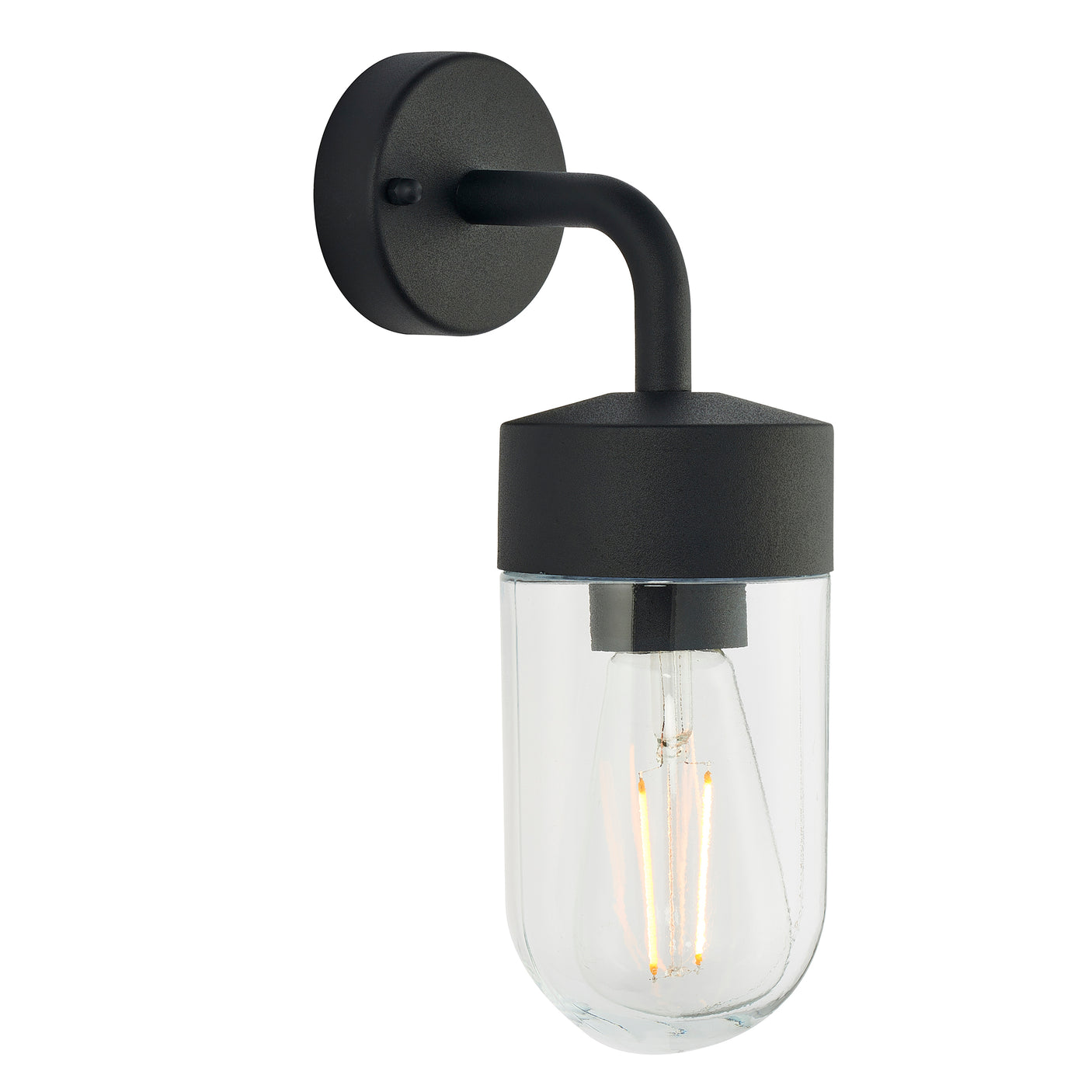 Lacona Polaris 1Lt Outdoor Wall Light In Textured Matt Black & Clear Glass Finish - Lacona Home 