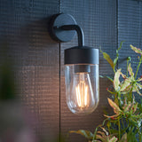 Lacona Polaris 1Lt Outdoor Wall Light In Textured Matt Black & Clear Glass Finish - Lacona Home 