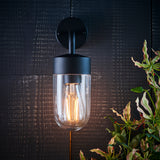 Lacona Polaris 1Lt Outdoor Wall Light In Textured Matt Black & Clear Glass Finish - Lacona Home 