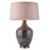 Lacona Isolde 1Lt Indoor Table Lamp In Grey Black Painted Glass & Matt Nickel Plate With Mink Fabric Finish - Lacona Home 