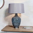 Lacona Isolde 1Lt Indoor Table Lamp In Grey Black Painted Glass & Matt Nickel Plate With Mink Fabric Finish - Lacona Home 