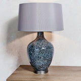 Lacona Isolde 1Lt Indoor Table Lamp In Grey Black Painted Glass & Matt Nickel Plate With Mink Fabric Finish - Lacona Home 