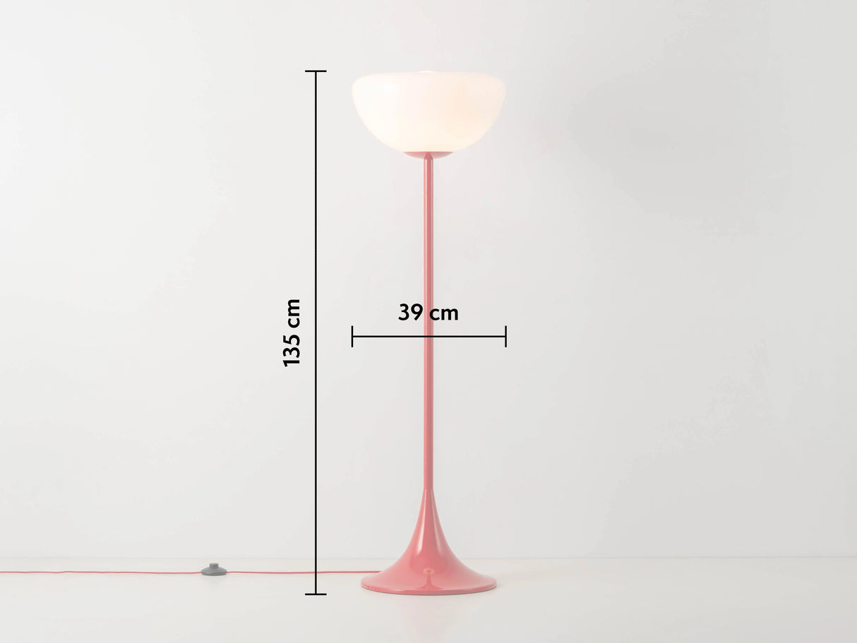 houseof. Glass Bowl Floor Lamp in Jam Red