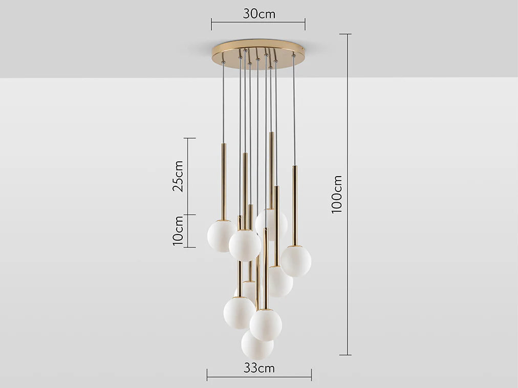 houseof. Opal Ball Cluster Ceiling Light in Brass