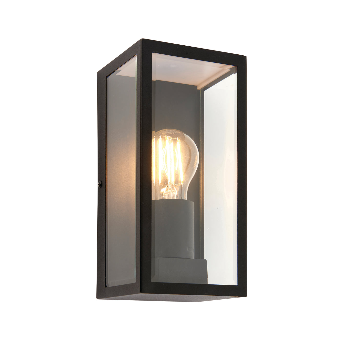 Lacona Oxbridge 1Lt Outdoor Wall Light In Matt Black & Clear Glass Finish - Lacona Home 