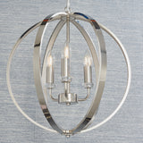 Lacona Luxe 3Lt Indoor Pendant Light In Bright Nickel Plate With Clear Crystal & Faceted Acrylic Finish - Lacona Home 