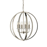 Lacona Luxe 6Lt Indoor Pendant Light In Bright Nickel Plate With Clear Crystal & Faceted Acrylic Finish - Lacona Home 