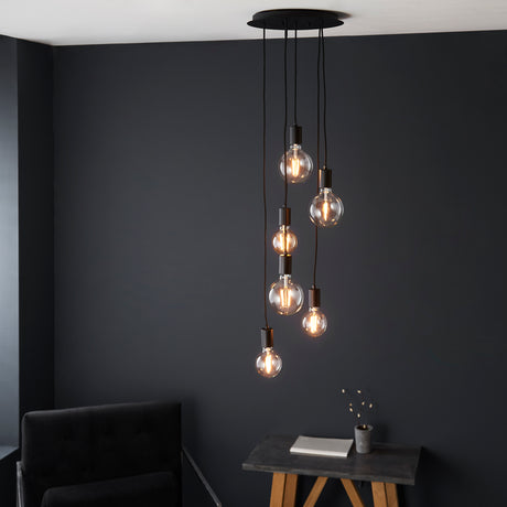 Lacona Atelier 6Lt Indoor Pendant Light In Matt Black Finish - Lacona Home 