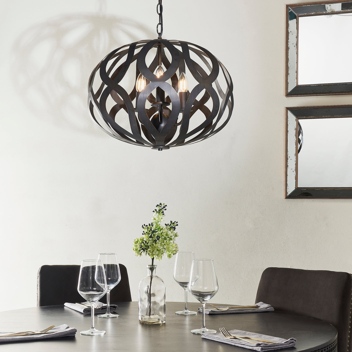 Lacona Sorrento 3Lt Indoor Pendant Light In Antique Brushed Bronze Paint Finish - Lacona Home 