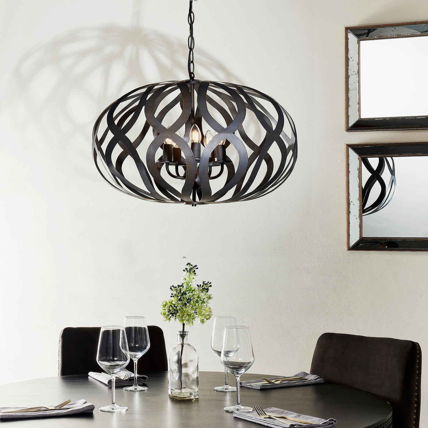 Lacona Sorrento 5Lt Indoor Pendant Light In Antique Brushed Bronze Paint Finish - Lacona Home 