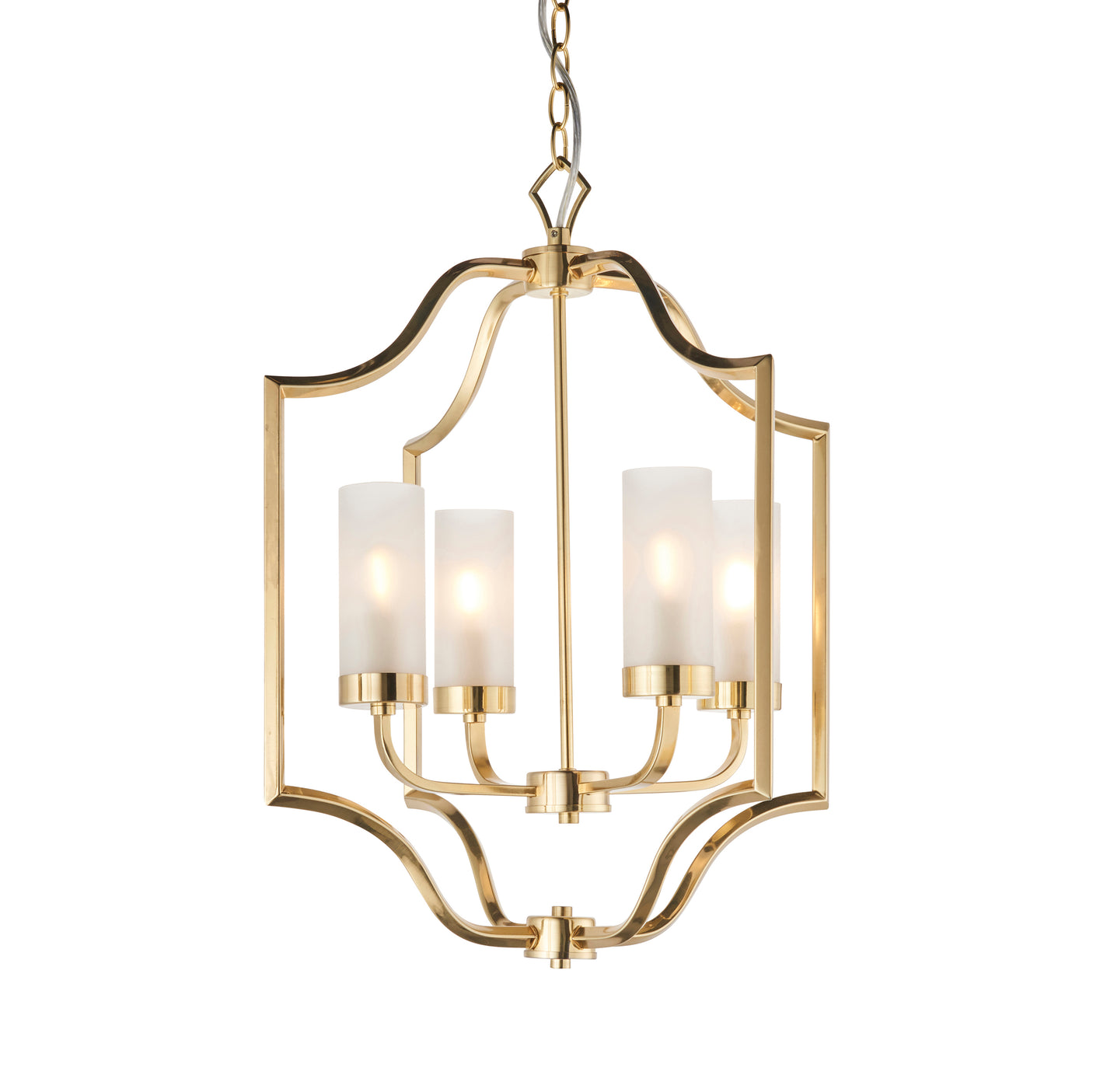 Lacona Edena 4Lt Indoor Pendant Light In Satin Brass Plate & Frosted Glass Finish - Lacona Home 