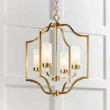 Lacona Edena 4Lt Indoor Pendant Light In Satin Brass Plate & Frosted Glass Finish - Lacona Home 