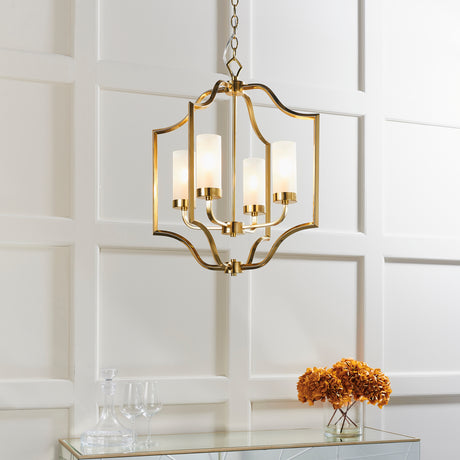 Lacona Edena 4Lt Indoor Pendant Light In Satin Brass Plate & Frosted Glass Finish - Lacona Home 