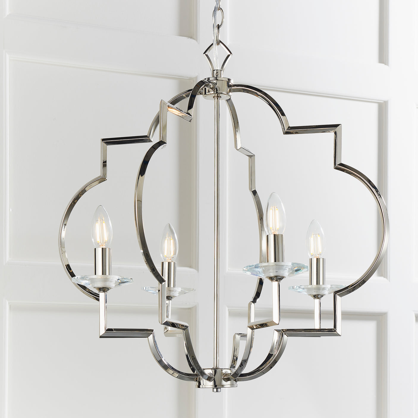 Lacona Festoon 4Lt Indoor Pendant Light In Polished Nickel Plate & Clear Crystal Finish - Lacona Home 