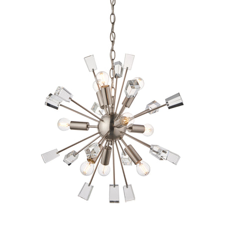 Lacona Mosaic 9Lt Indoor Pendant Light In Satin Nickel Plate & Clear Crystal Finish - Lacona Home 