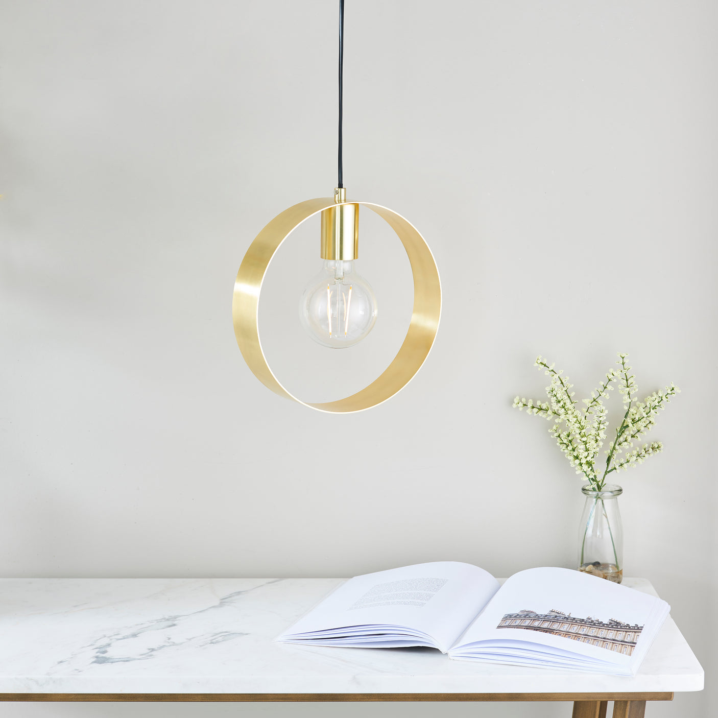 Lacona Circlet 1Lt Indoor Pendant Light In Brushed Brass Plate Finish - Lacona Home 