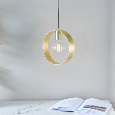 Lacona Circlet 1Lt Indoor Pendant Light In Brushed Brass Plate Finish - Lacona Home 