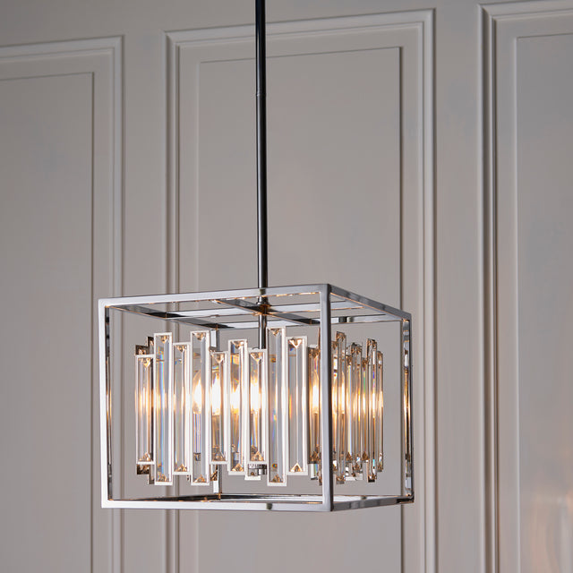 Lacona Arcadia 4Lt Indoor Pendant Light In Clear Crystal & Chrome Plate Finish - Lacona Home 