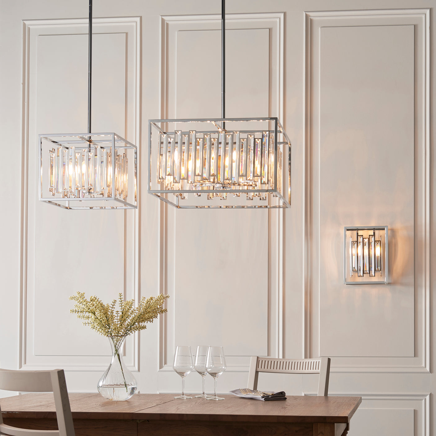 Lacona Arcadia 4Lt Indoor Pendant Light In Clear Crystal & Chrome Plate Finish - Lacona Home 